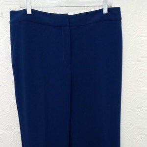 St. John Navy Blue Flat Front Straight Leg Trouser Pants Size 12